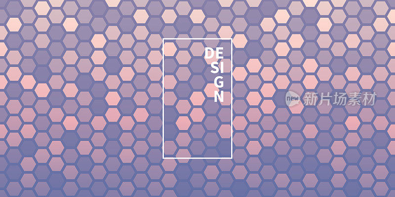 抽象几何背景-六角形马赛克与粉红色的梯度