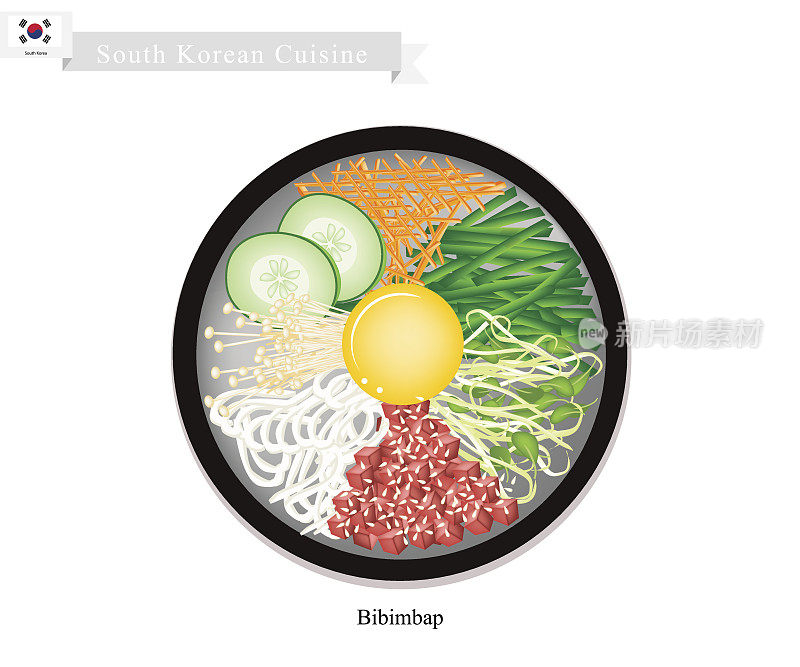 石锅拌饭或韩式肉、菜、蛋拌饭