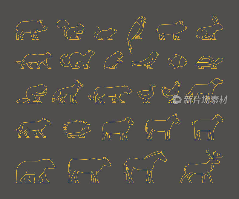 金线套家畜、农场和野生动物。