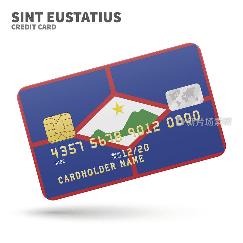信用卡与圣尤斯特歇斯国旗背景的银行，介绍
