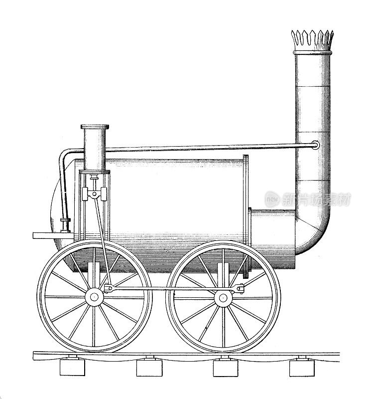 19世纪的蒸汽机车雕刻