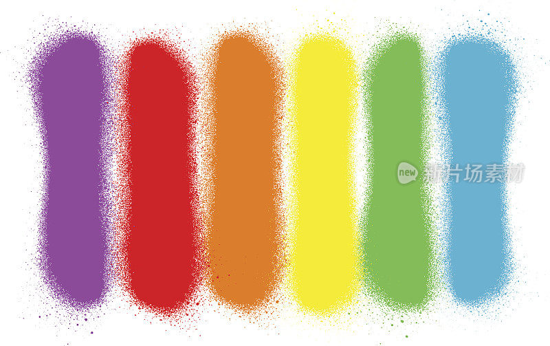 涂鸦喷涂了六种彩虹色的线条