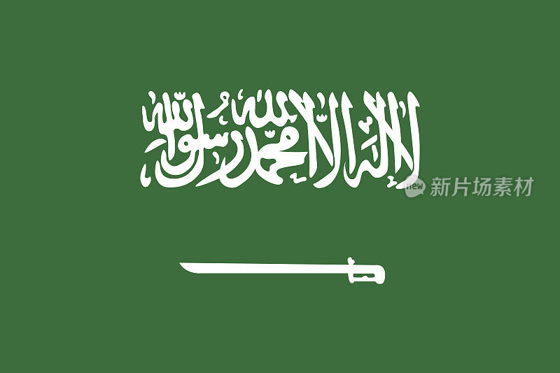 沙特阿拉伯王国(KSA)官方矢量旗。