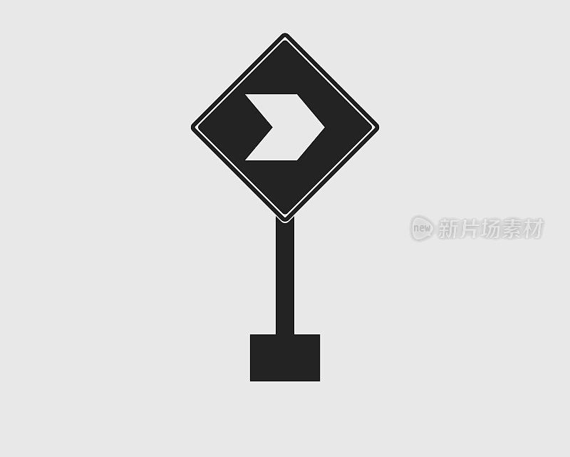 灰色背景上的高速公路矩形右箭头标志图标。