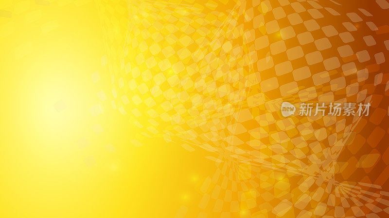 黄色数字粒子发光和抽象黄色三角形几何背景