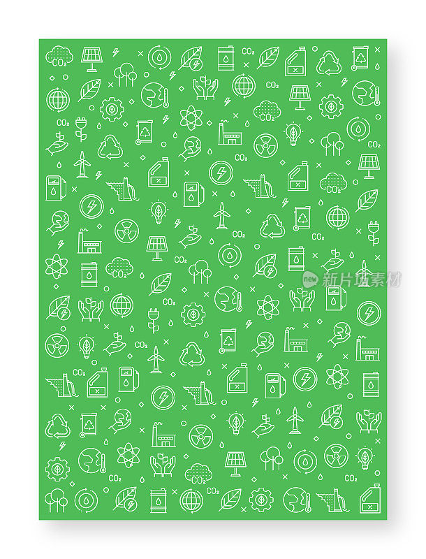 一套生态和绿色能源图标矢量图案设计