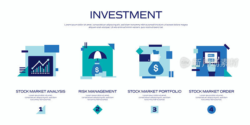 投资平面图标，平面设计矢量符号插图。