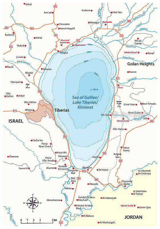 以色列加利利海矢量地图