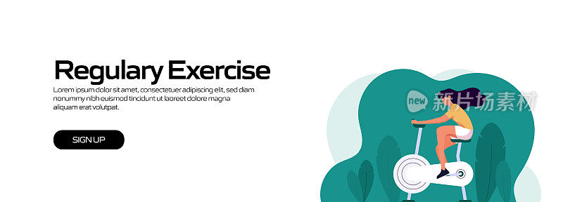 健康生活方式-定期锻炼概念矢量插图网站横幅，广告和营销材料，在线广告，商业演示等。