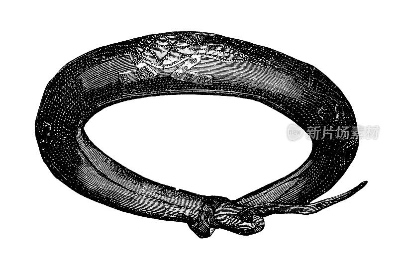 皮带(在拉赫芬风格)中空皮革和三个配件由铜片制成的蜥蜴形状的动物