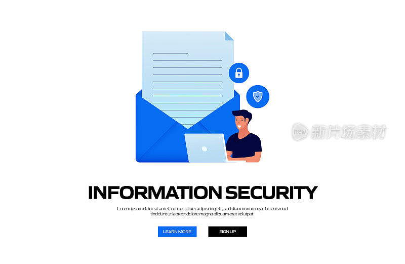 网站横幅、广告和营销材料、网络广告、商业演示等信息安全概念矢量插图。