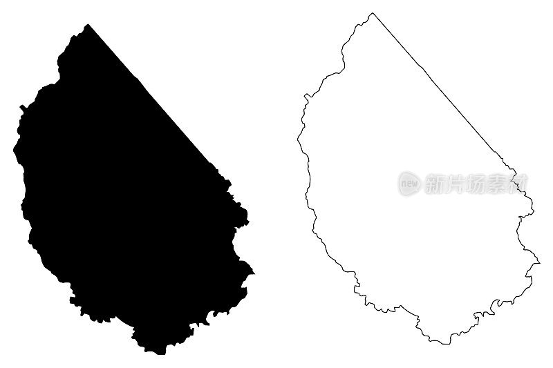 维吉尼亚州麦迪逊县(美国县，美利坚合众国)地图矢量插图，潦草草图麦迪逊地图