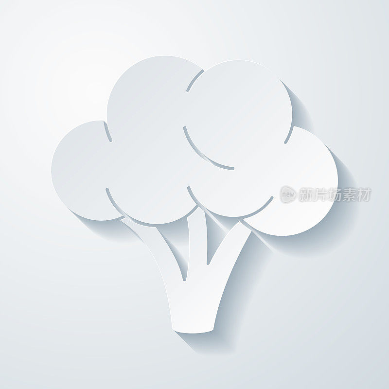花椰菜。在空白背景上具有剪纸效果的图标
