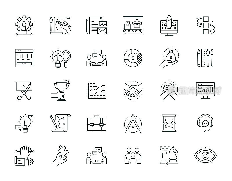 启动开发细线系列图标集