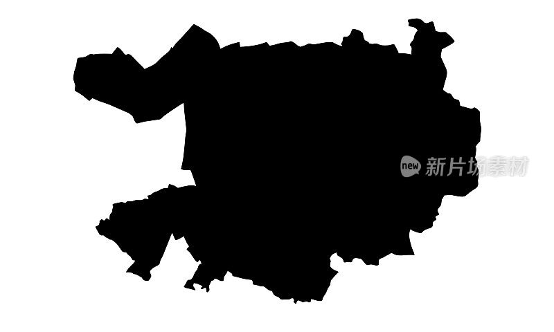 德国海德堡市黑色剪影地图