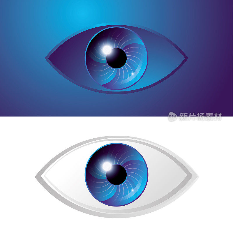 蓝色和紫色眼睛符号在两种颜色可选