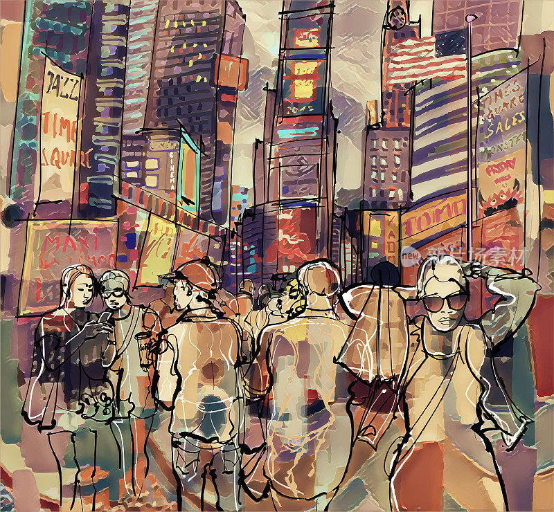 纽约时代广场的彩色图片