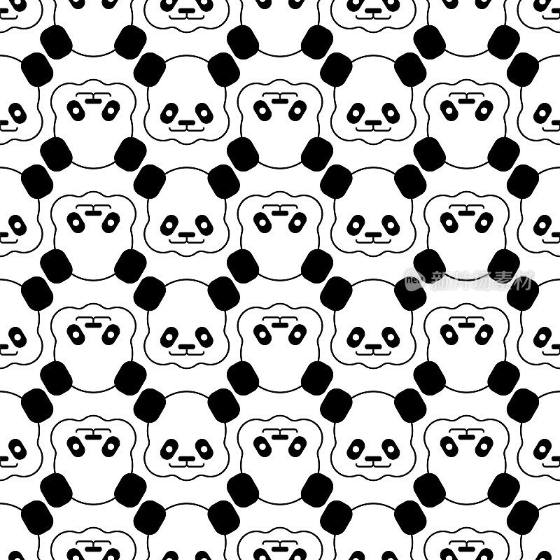 无缝的小熊猫图案。中国人有小孩的背景。野兽小孩的纹理。向量点缀