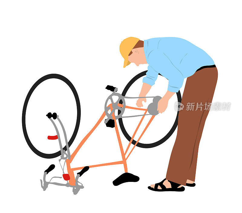 人修理自行车