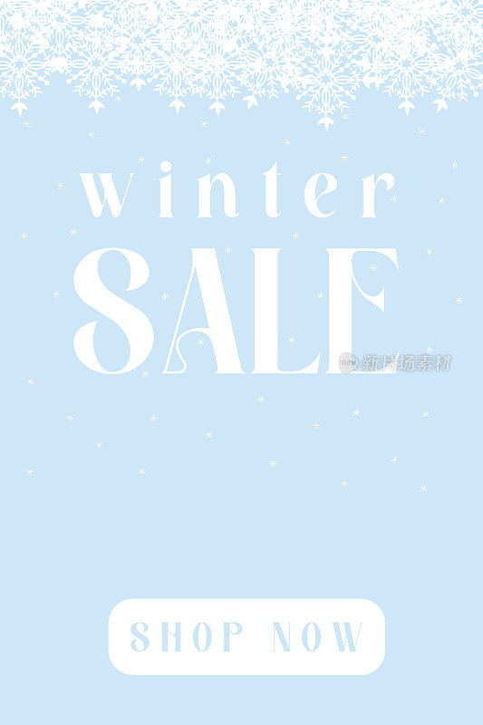 冬季销售横幅，雪花，雪花，冰，蓝色，白色