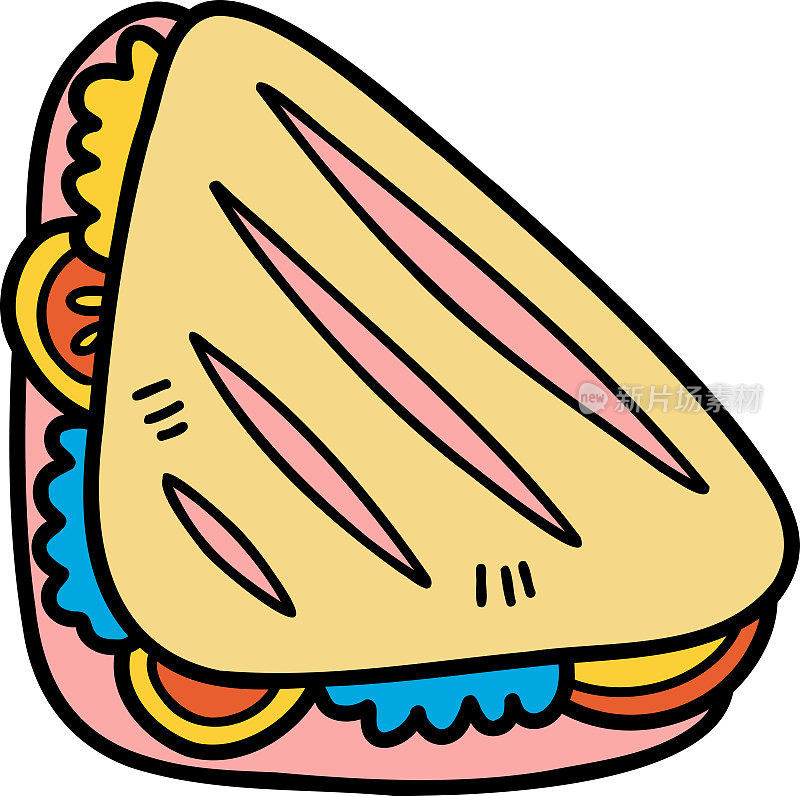 手绘美味三明治插图