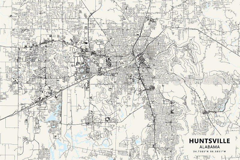美国阿拉巴马州亨茨维尔矢量图