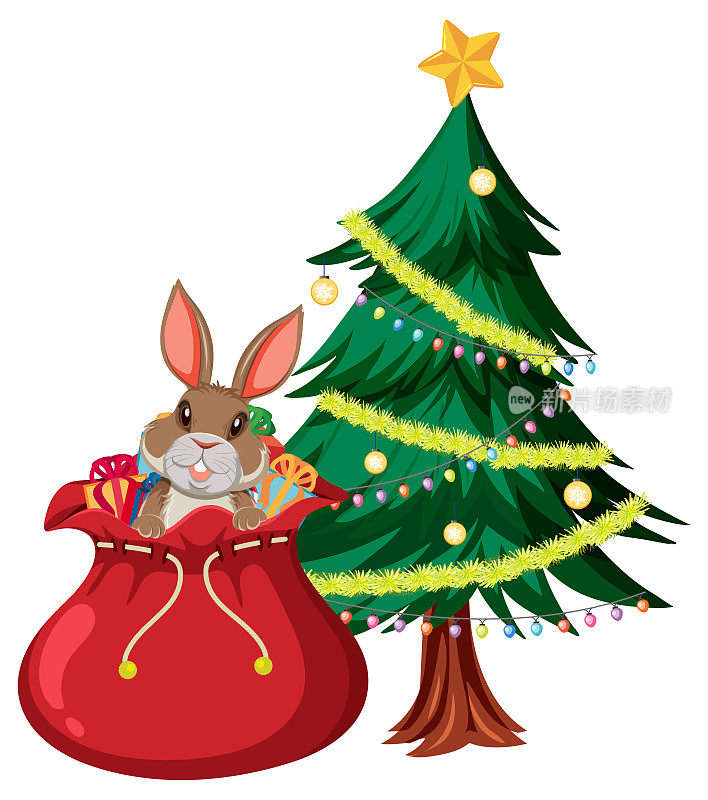 圣诞树上的兔子