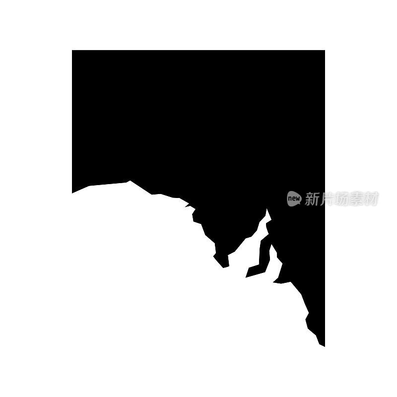 南澳大利亚地图。南澳大利亚剪影图标