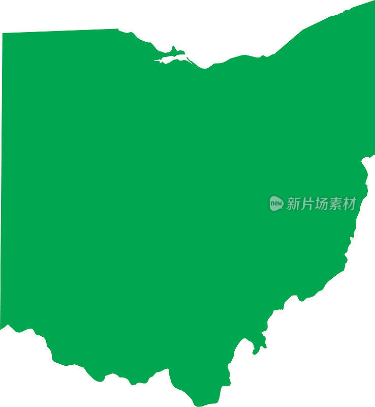 美国俄亥俄州的绿色CMYK彩色地图