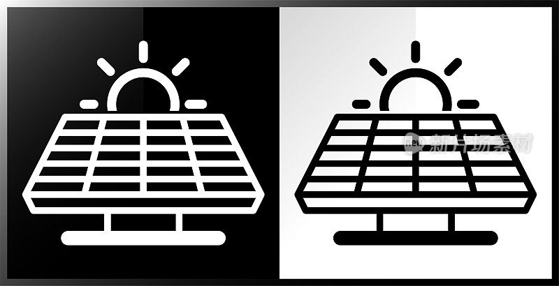 太阳能电池板和能源图标。