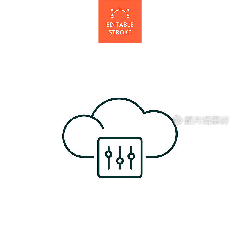 云设置线图标与可编辑的笔画。Icon适用于网页设计、移动应用、UI、UX和GUI设计。