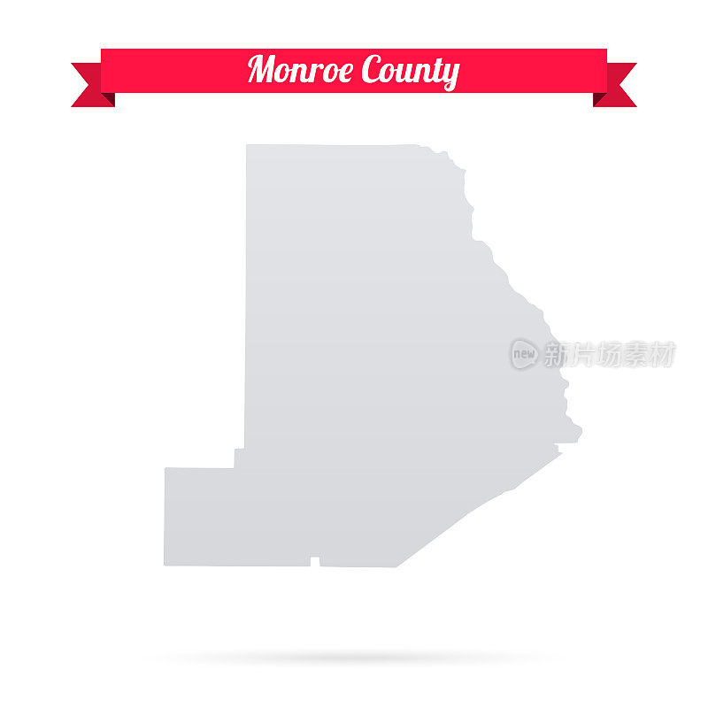 门罗县，乔治亚州。白底红旗地图