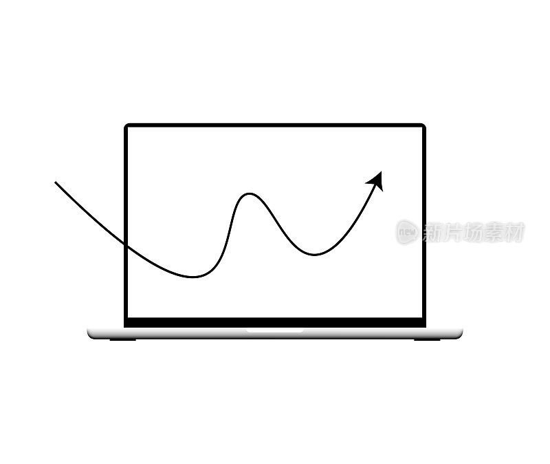 笔记本电脑设计带有箭头符号