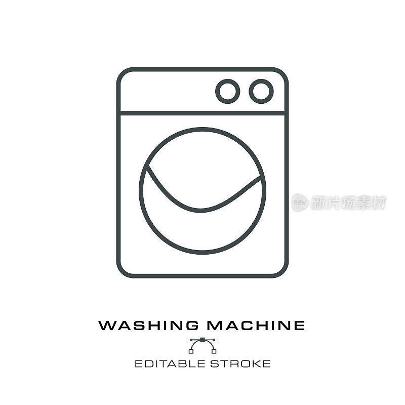 洗衣机图标-可编辑的描边