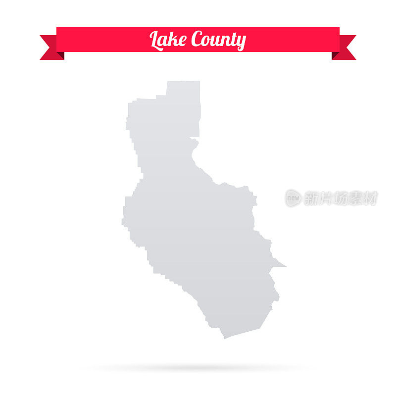 加州莱克县。白底红旗地图