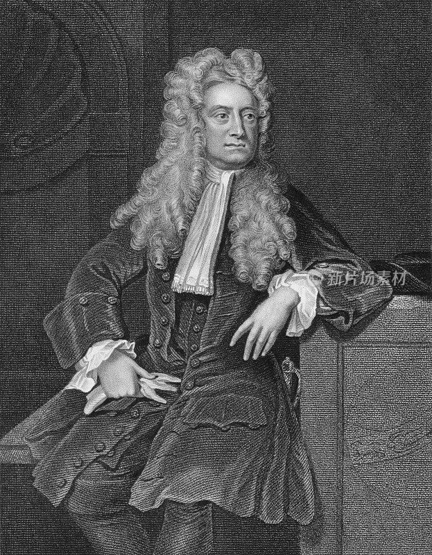 艾萨克·牛顿的黑白复古照片