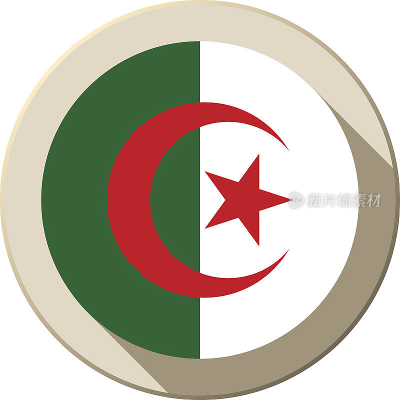 阿尔及利亚旗帜按钮图标现代