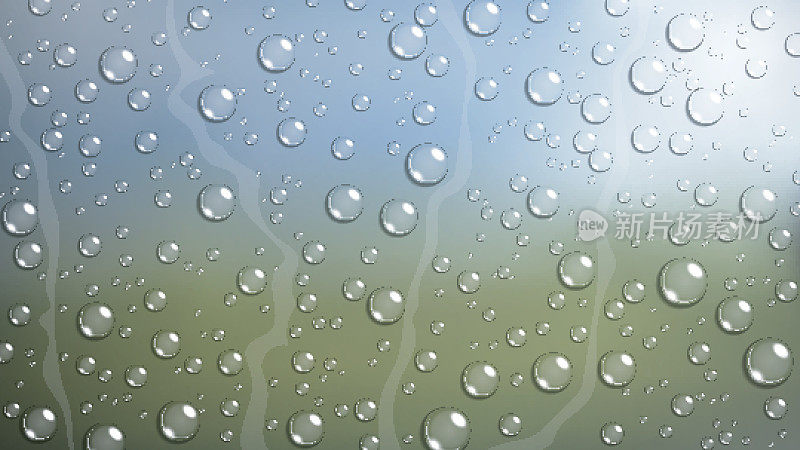 雨滴在汽车挡风玻璃上，自然模糊了