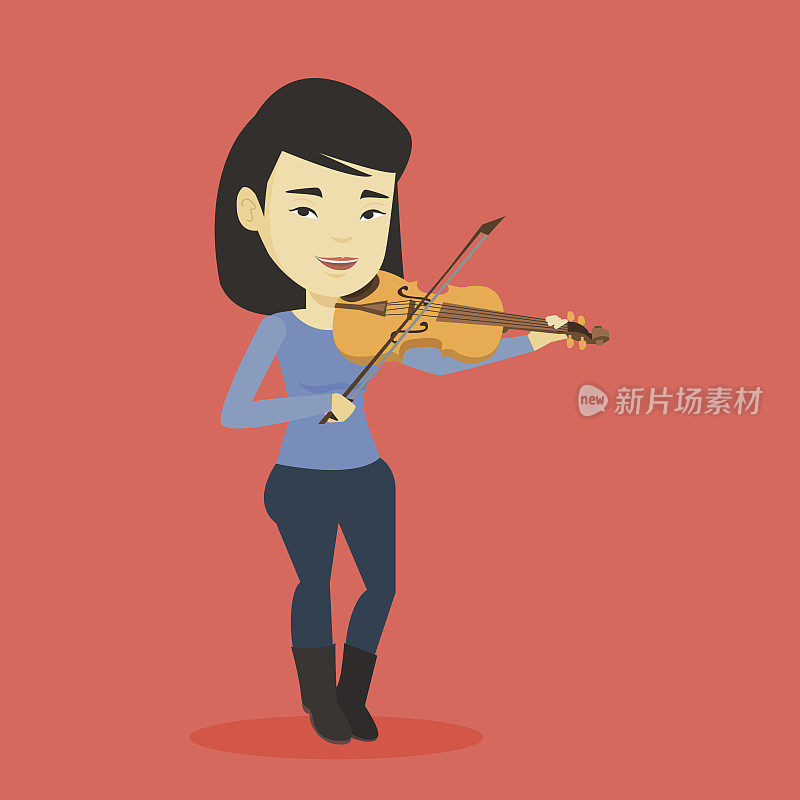 女人拉小提琴矢量插图