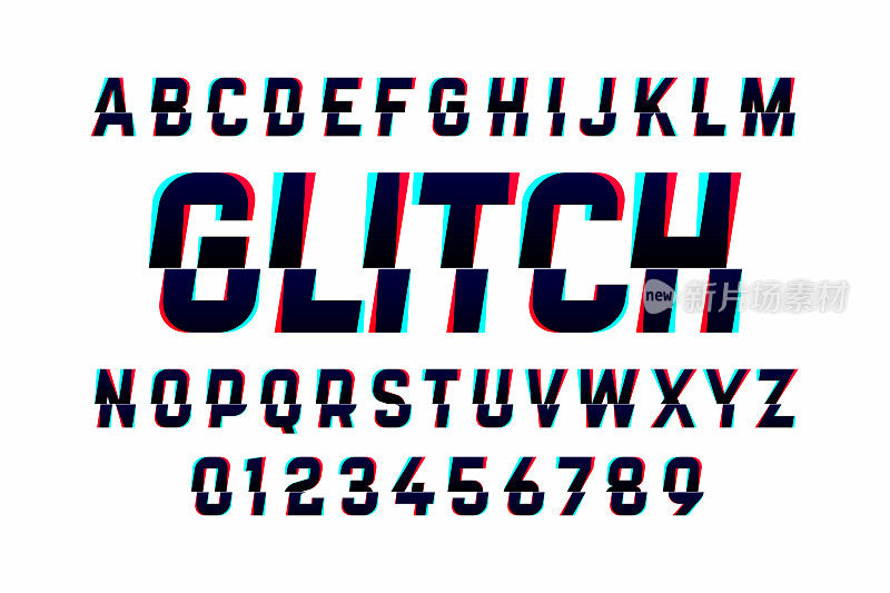 时髦的风格扭曲的glitch字体