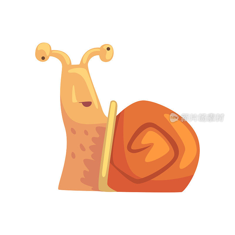 迷失方向的有趣蜗牛，可爱的漫画人物软体动物卡通矢量插图