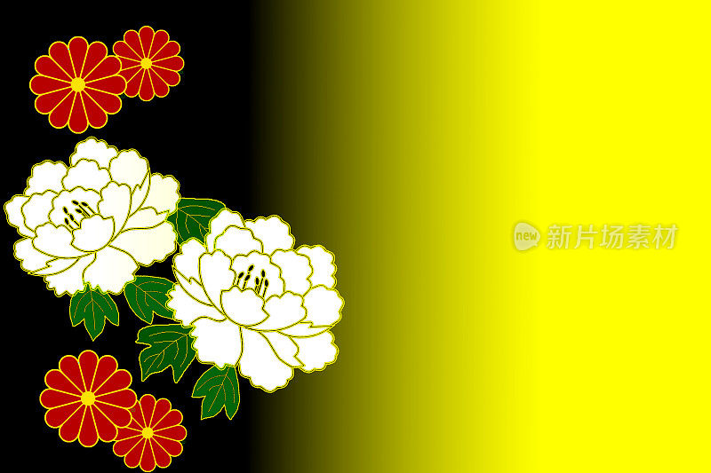 日本的牡丹和菊花图案