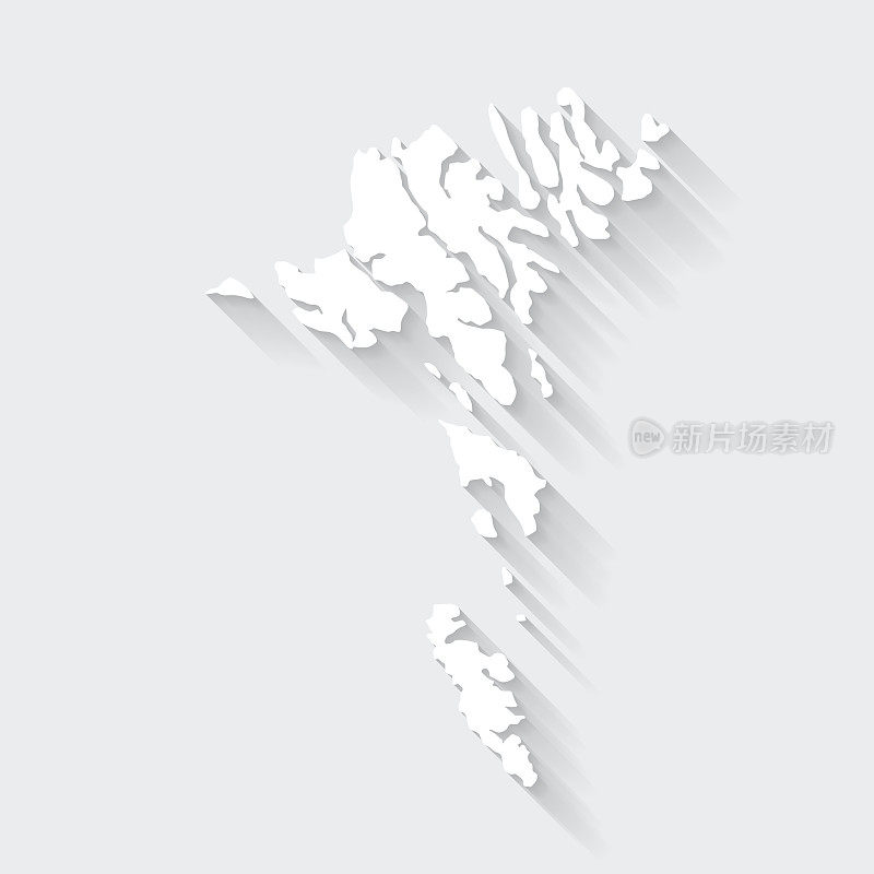 法罗群岛地图与长阴影空白背景-平面设计