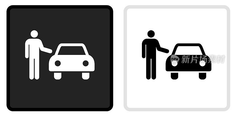 汽车经销商图标上的黑色按钮与白色翻车