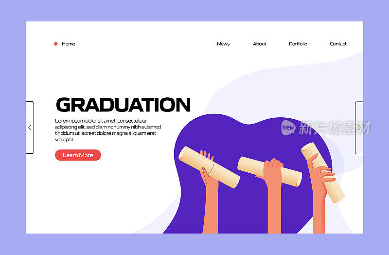 登陆页模板、网站横幅、广告及营销材料、在线广告、商业演示等毕业相关矢量插图。