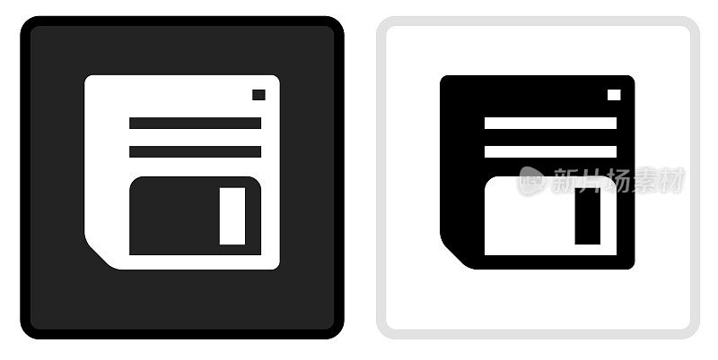 软盘图标上的黑色按钮与白色滚动