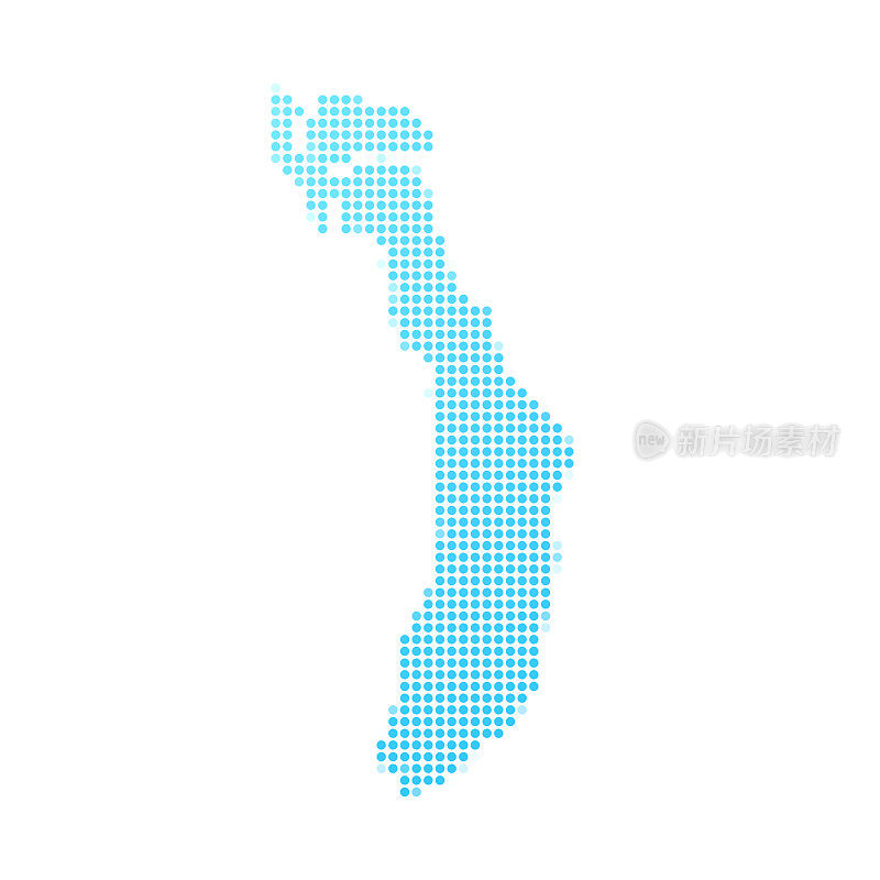 波拉岛地图在白色背景上的蓝点
