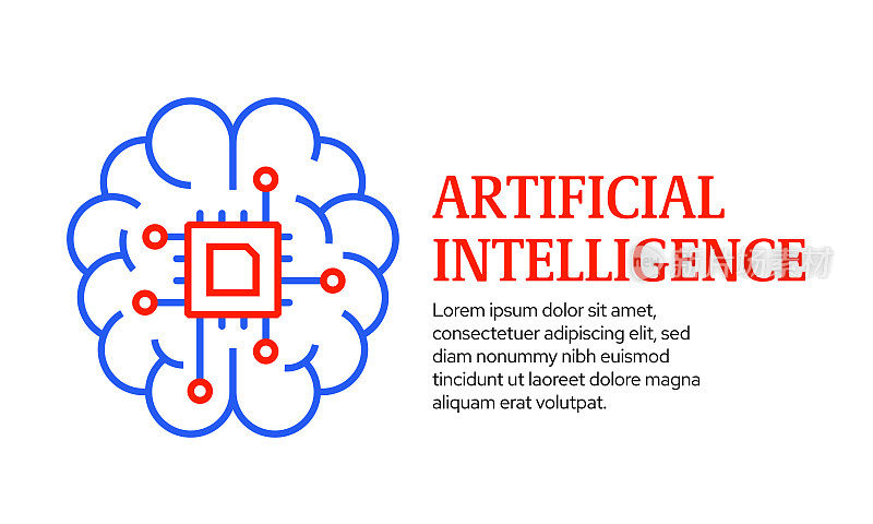 人工智能概念，矢量线图标模板设计