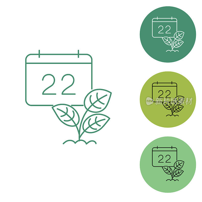 植物花园细线图标-日历