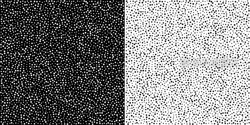 一套黑白圆点无缝图案，适用于纺织布料行业。矢量图